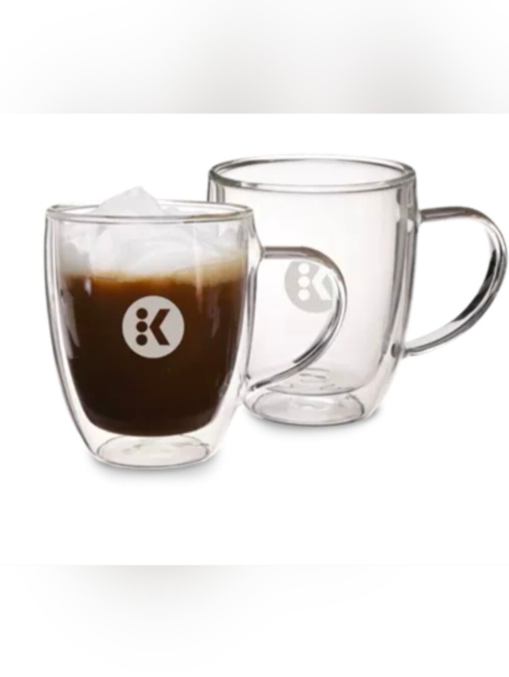 Set of 2 Keurig Clear Double-Wall Glass Mugs with Handle (15.2 Oz) - NIB